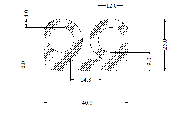 Image shows a double P section profile drawing