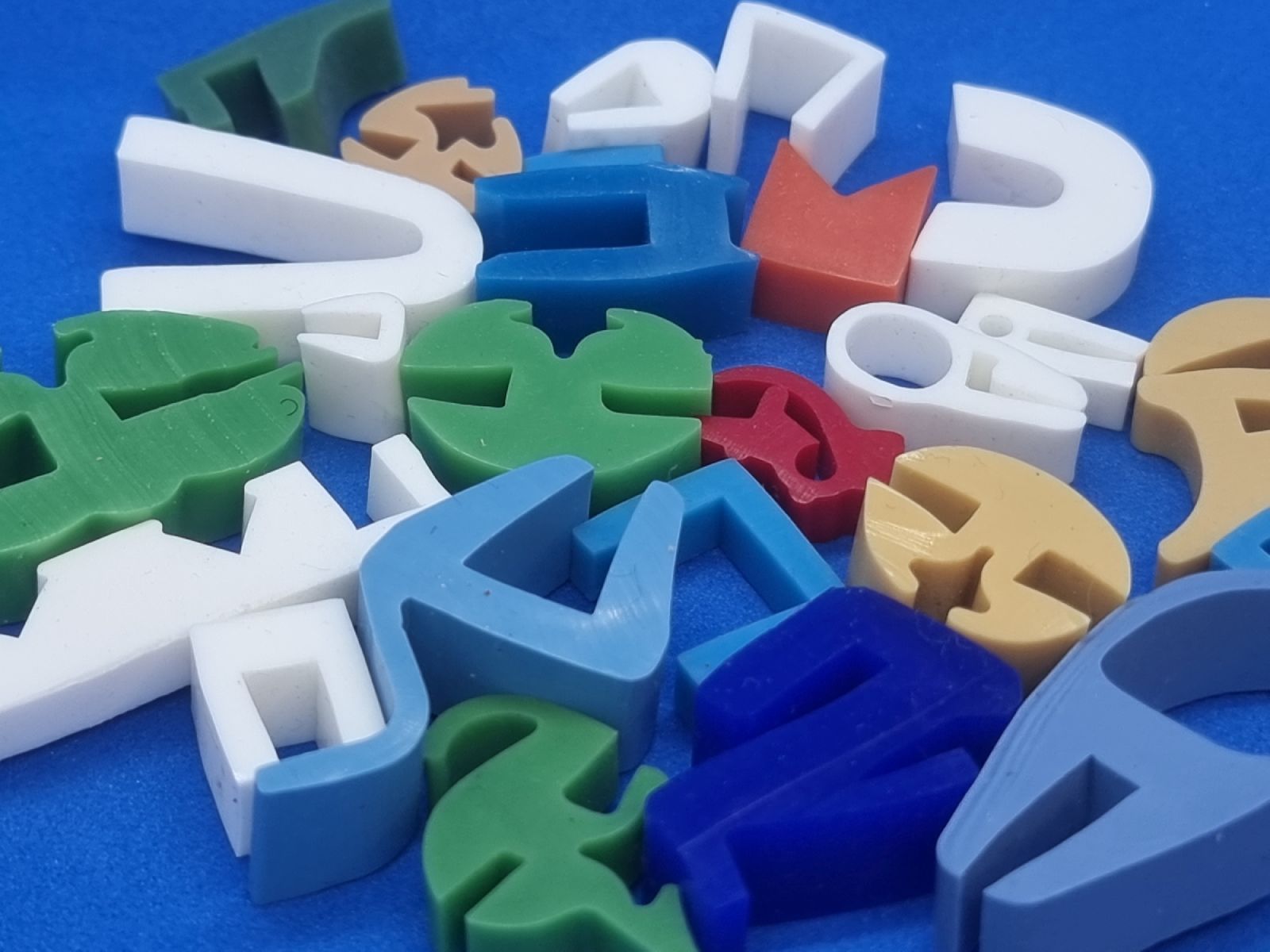Image shows an assortment of miscellaneous silicone rubber extrusions